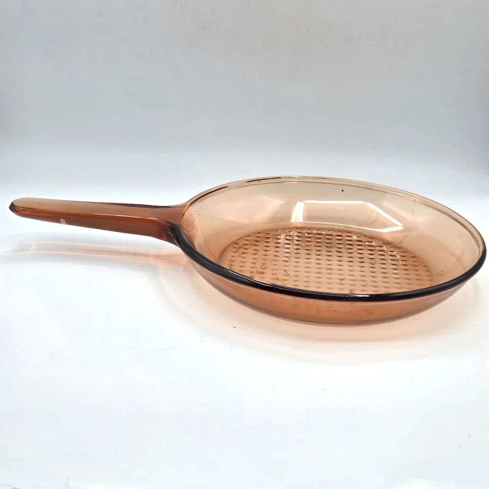 Vision Corning Ware Waffle Bottom 10.5 Inch Amber Glass Frying Pan Skillet